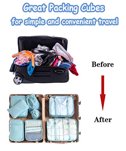 Cubos organizadores Bycc Bynn, 8 peças de organizadores de mala de viagem, Bege