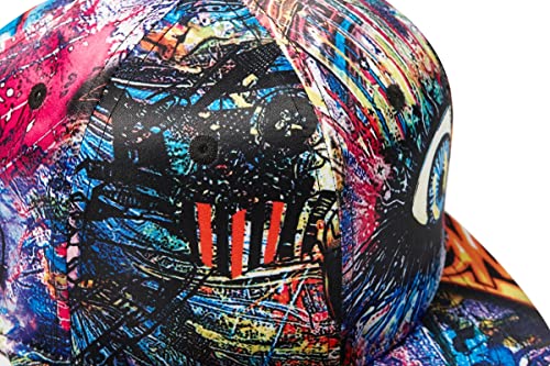 Image of Colorful Graffiti Snapback Hats for Men Women, Abstract Printed Sun Baseball Cap Flat Bill Youth Hip Hop Caps