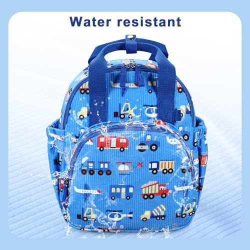 Image of Bluboon Toddler Backpack for Girls Boys 2-4 Cute 12 inch Preschool Kindergarten Backpacks Kids Daycare Bags School Travel (Engineering vehicle - sky blue, Age 2-4 (12 inch H not Fit A4 Folder))
