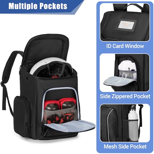 DSLEAF Roller Skate Bag with Large Capacity, Ice Skate Bag Backpack Holds Shoes Up to US Men Size 13, Figure Skate Bag with Multiple Pockets for Inline, Figure, Quad, Speed, Hockey Skating - Thumbnail 4