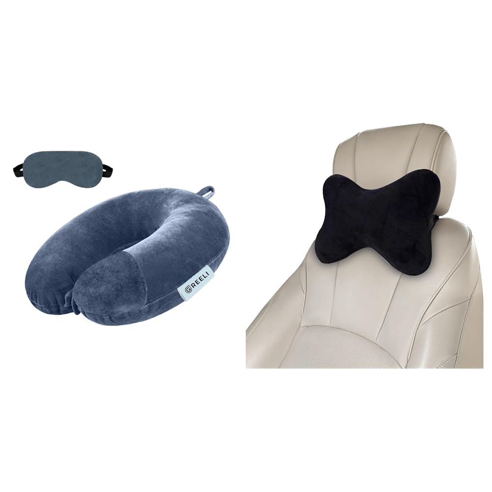 Cotton Blend Neck Pillow for Travelling Luxurious Airplane Travel Pillow Head Rest Neck + Car Neck Rest Pillow for Head Rest Super Soft Fiber Neck Support for Car Seat, Office Chair,-image-38
