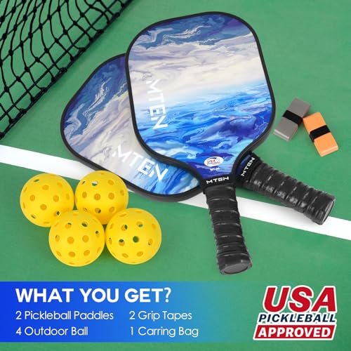 Image of MTEN Pickleball Paddles Set of 2 /4 /1, USAPA Approved Fiberglass Rackets