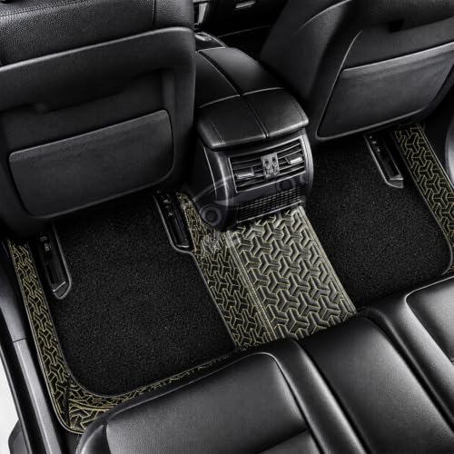 Image of NEXTA 8D Custom Floor Mats for BMW 730 Model (2007-2015 Full Coverage All Weather, All Season Black and Gold