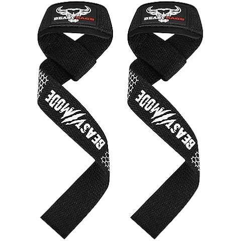 BEAST RAGE Lifting Wrist Straps for Weightlifting, Weight Lifting Straps Gym Power Workouts Lifting Straps Padded Cotton Men Women Supportive Lift Deadlift Straps Hard Pull Exercise Straps (White silicone) Cover