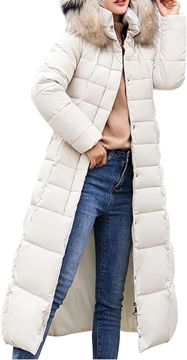 Manteau d'hiver à Capuche pour Femmes Manteau matelassé en Fausse Fourrure d'hiver à Capuche pour Femmes Long doublé en Duvet Manteau d'hiver à Capuche élégant Manteau à Capuche