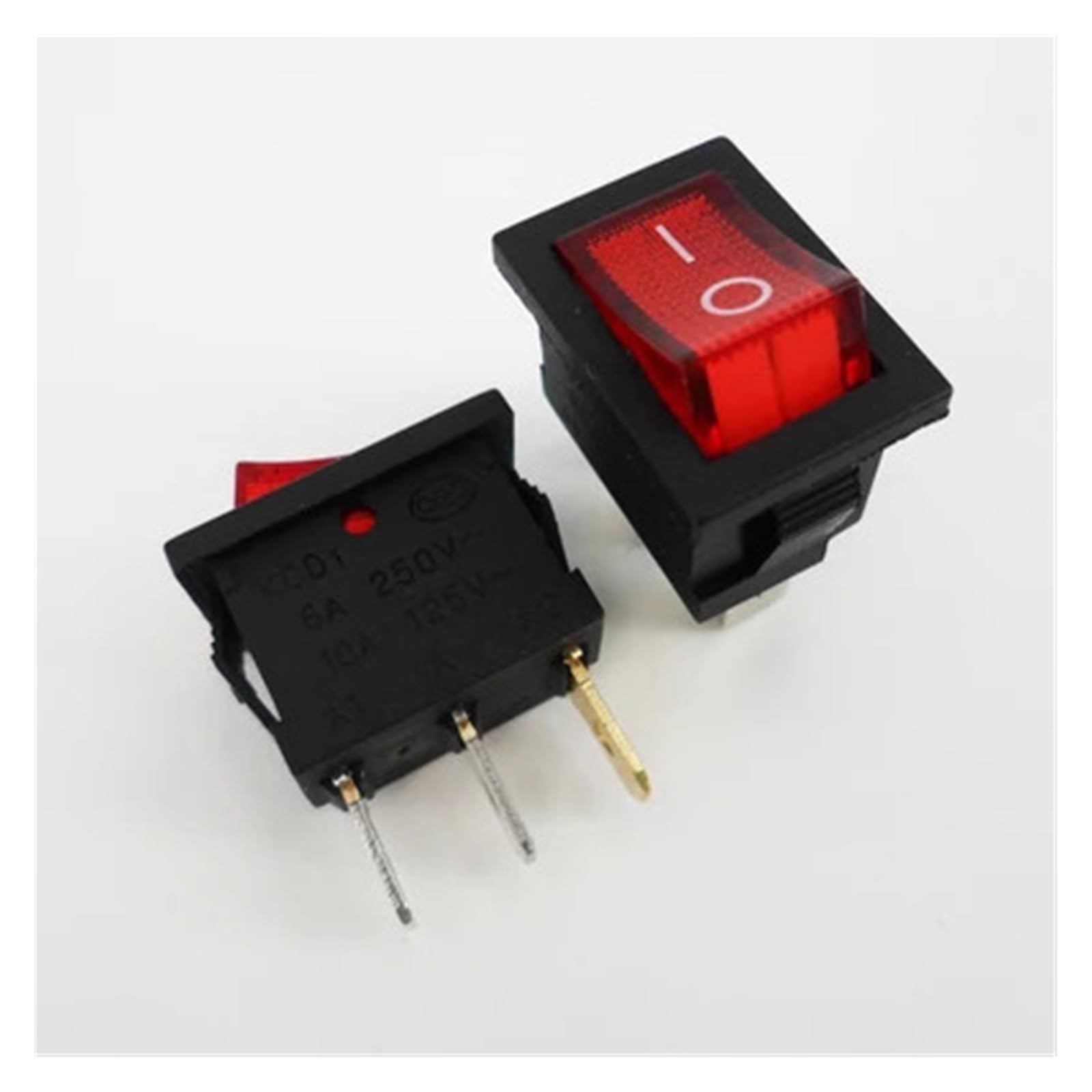 10PCS Ship Type Switch 15 * 21mm 3PIN ON/Off Rocker Switch 6A/250V 10A/125V 15X21 with Red Light
