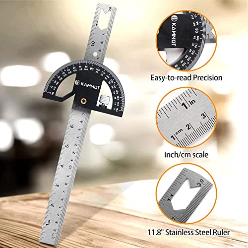 KAMMQI Protractor Angle Finder12Inch Angle Gauge Tool, Adjustable
