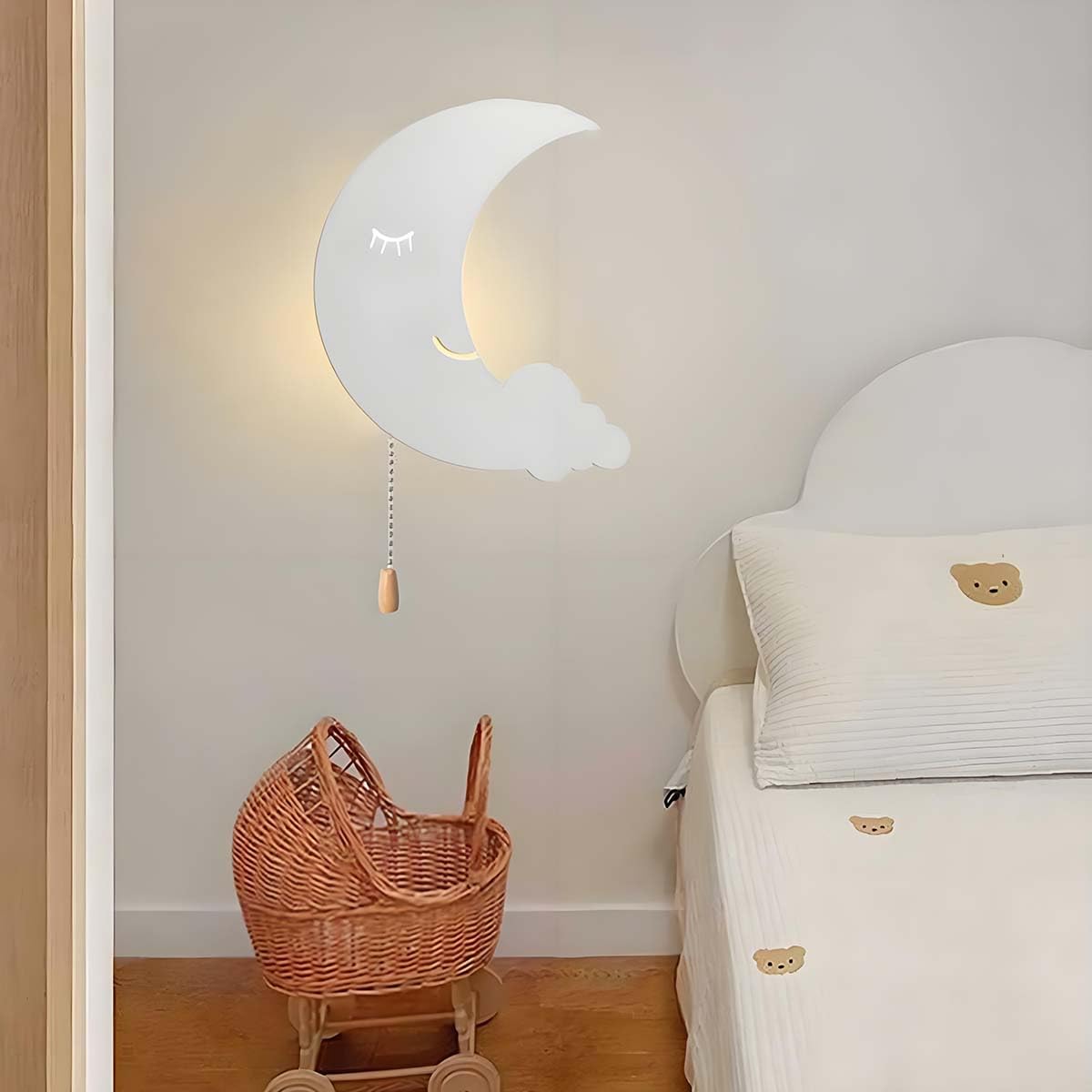 AoLa Kinkiet księżycowy LED 6W z przełącznikiem wewnętrzna lampa ścienna do pokoju dziecięcego Nowoczesna lampa księżycowa o 3 temperaturach barwowych dekoracja pokoju dziecięcego lampka nocna