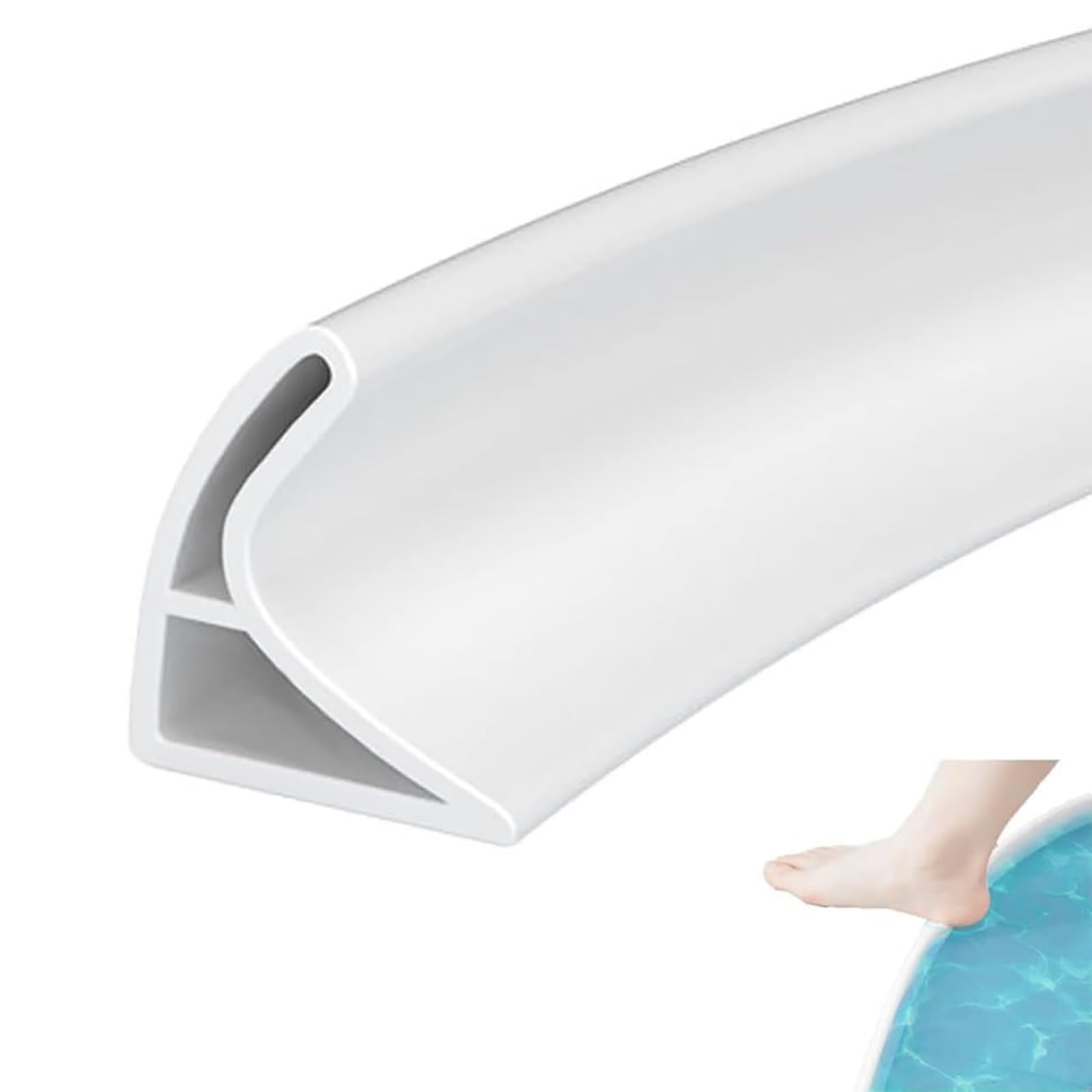 Striscia impermeabile autoadesiva, barriera d'acqua con soglia in silicone per doccia con scanalatura curva pieghevole, per striscia di ritenzione acqua da appoggio per vasca da bagno lavello ( Color