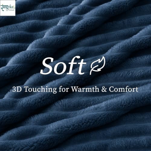 Image of Rangrika.in Ultra Soft Bed Blanket, Premium Flannel Fleece Plush Throw, Ribbed Texture Mink Touch, Lightweight Warm Cozy AC & Mild Winter Use, Machine Washable (Green, Double)