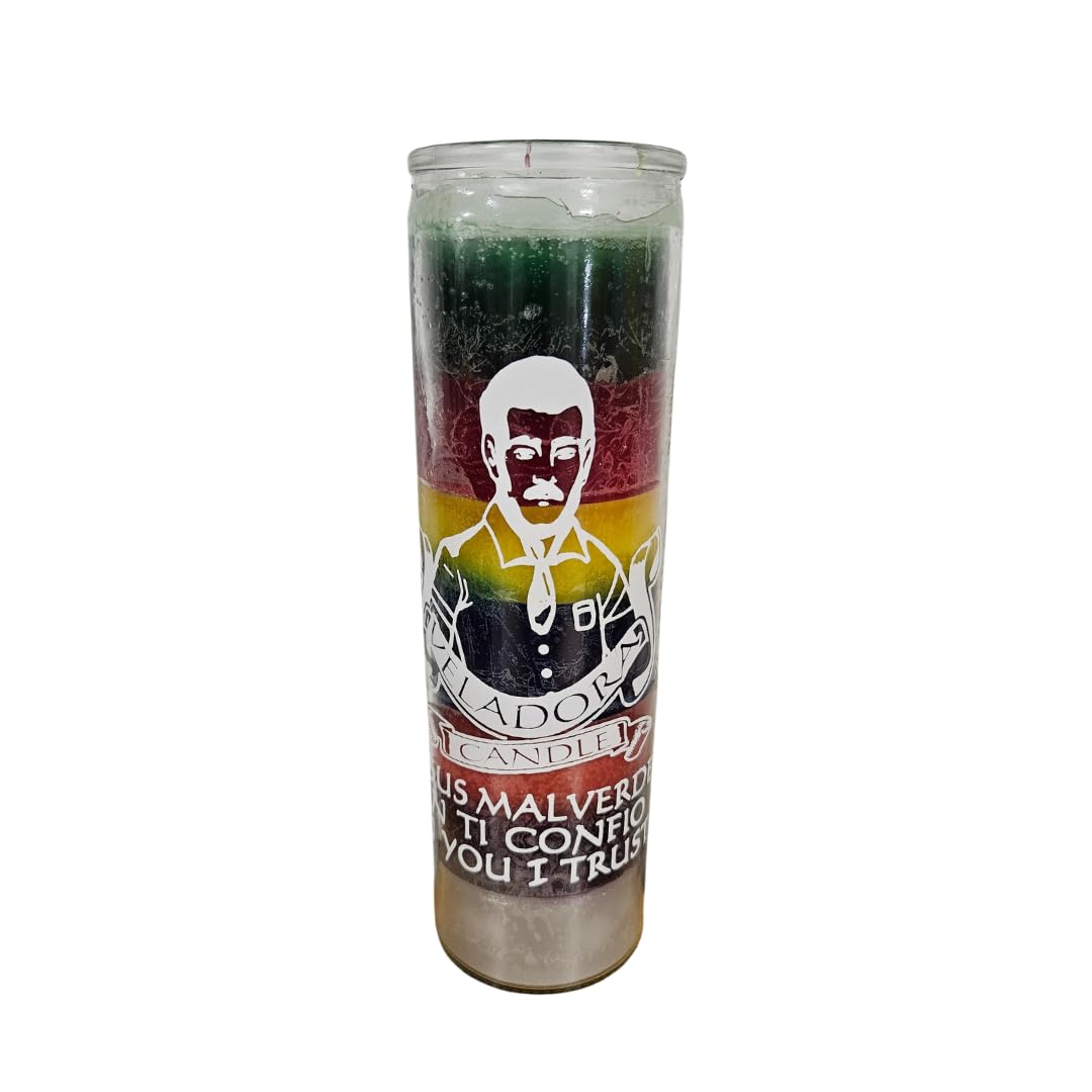 Generic Jesus Malverde in You We Trust 7 Color 7 Day Ritual Glass Candle