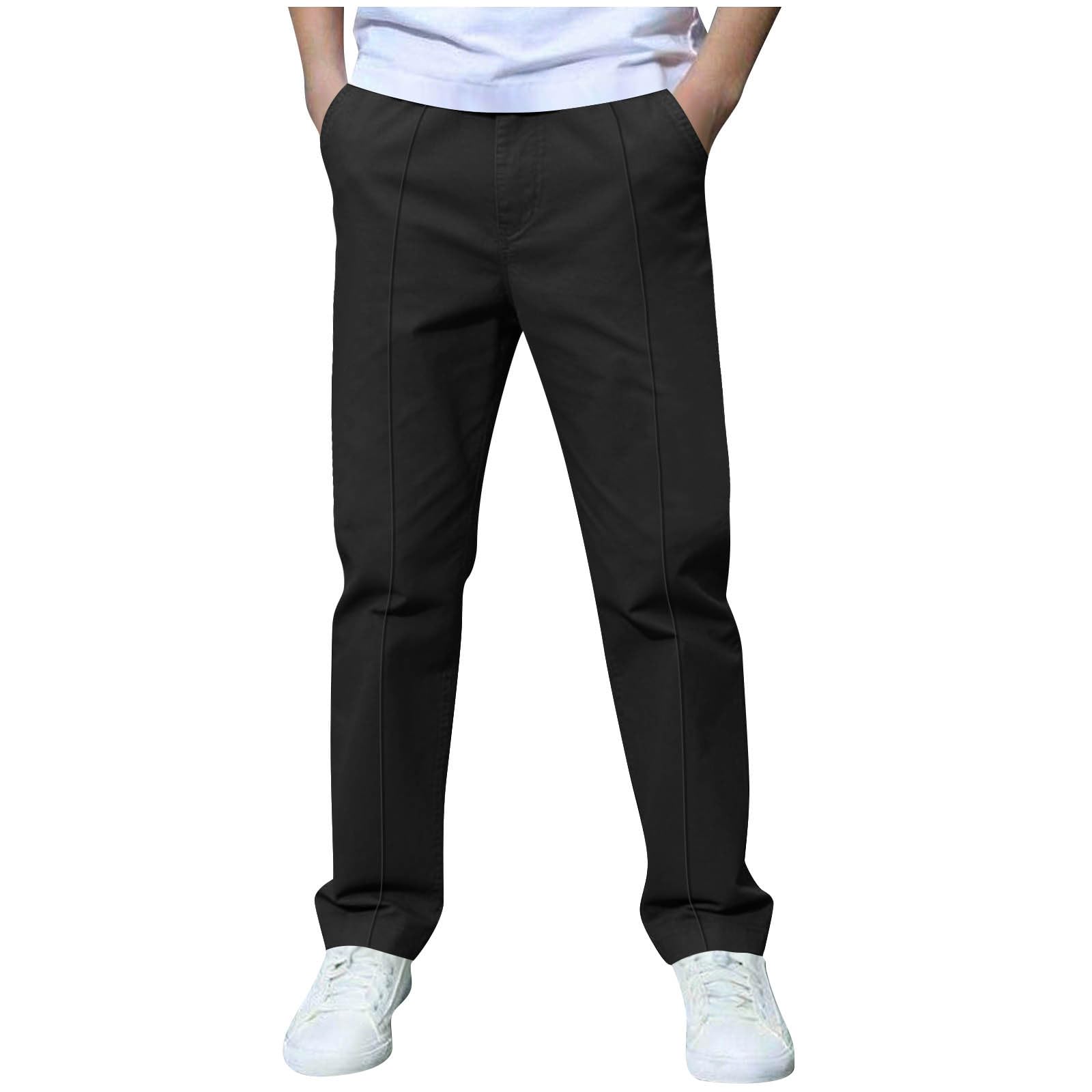 Boys Pants Elastic Waist Trousers Youth Chinos Trousers Pull On Relaxed School Uniform Pants Comfort Twill Pants - 1