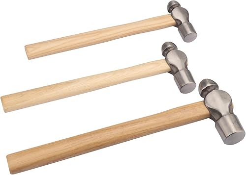 Miniatura 4 de Juego de martillo de bola de 3 paquetes, 16 onzas, 24 onzas y 32 onzas, martillos de bola con cabeza de acero forjado y mango de madera, por