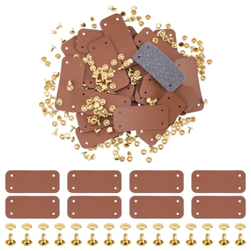 Étiquettes en similicuir fait main FINGERINSPIRE avec rivets dorés pour couture vêtement