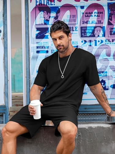 Image of Vogaan Men's T-Shirt and Shorts Set | Top & Shorts Night Suits Set | Night Wear for Men