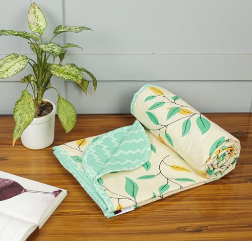 Image of BSB HOME Cotton Super Soft Brushed Microfiber Cotton 2 Layer Breathable Double Bed Dohar Lightweight Summer | AC | All Season Blanket Dohar 84X96(Inches) 213X243(CM) Cotton Pista & Light Green