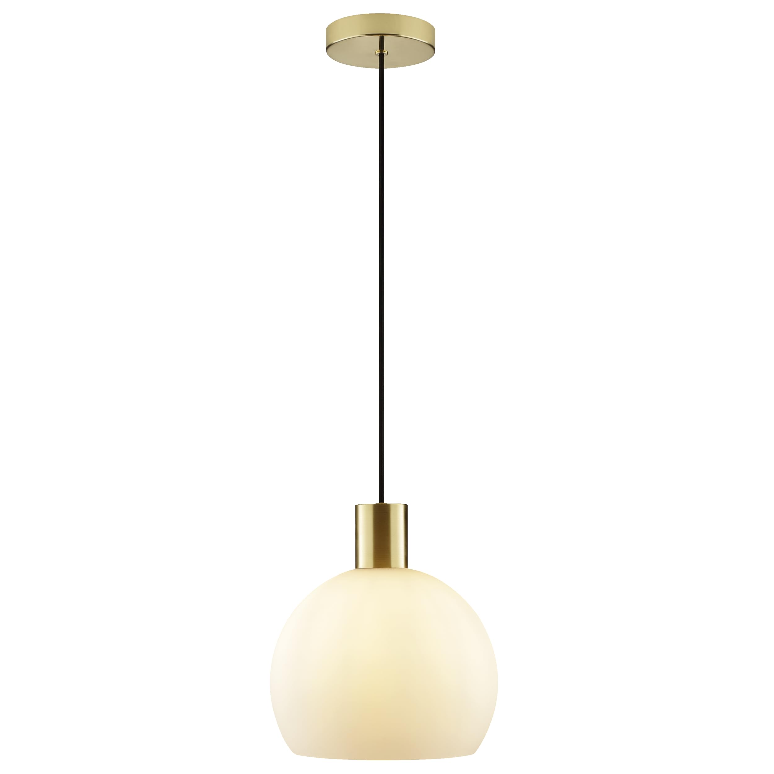 Lightbox Hängelampe mit Opalglas-Schirm, E27 Fassung, 120 cm Höhe, dimmbar, Metall Glas, messing/opal weiß, Glamour klassisch, Esszimmer, Küche, Gastronomie