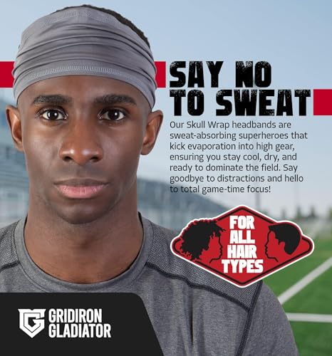 Image of Gridiron Gladiator Football Bandana - Skull Headwrap, Sports Head Wrap for Men's Workout