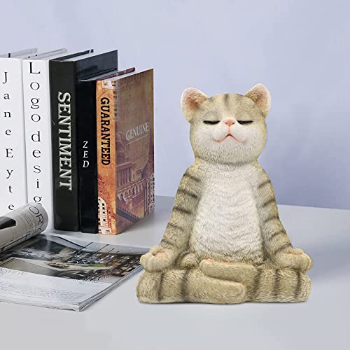 Qeeman Meditating Zen Garden Cat Statue Figurine - Indoor/Outdoor Garden Cat Sculpture For Home Patio Deck Yard Art Lawn Decor - Birthday Gifts For Mom Grandma #TOP5