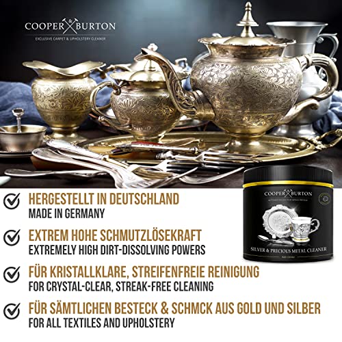 Silber Schmuck Reinigungsmittel, Silber Reiniger für Silber Reinigung & Silber Versilbertes, Gold Edelstahl Kupfer & Messing| Reiniger für Schmuck Ketten Silber Besteck | COOPER & BURTON 500g
