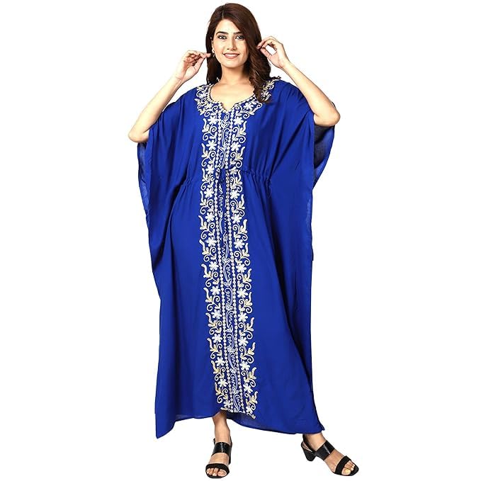 ukal Women's and Girl's Rayon Long Nightwear Nighty Beach Wear Kaftan Maxi Summer Dress Nightwear Kimono Style Caftan-picture-56
