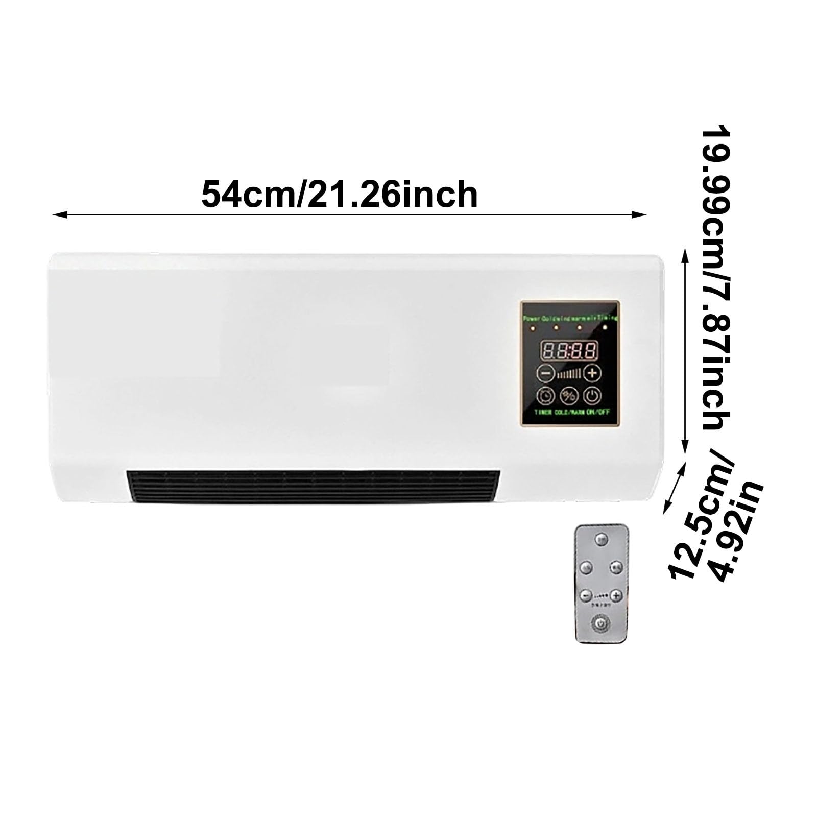 Ventilatore da parete 2 in 1, 1800 W, portatile, senza canali, silenzioso, con telecomando e timer, per la cameretta dei bambini (White2, A)
