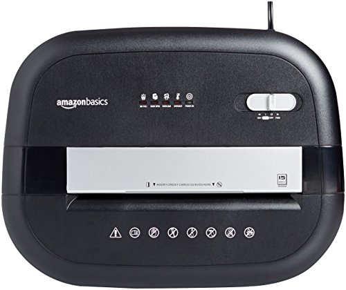 Image of Amazon Basics 15 Sheet - original model Cross Cut Paper, CD Credit Card Office Shredder, Black