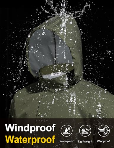 Image of COOFANDY Men's Rain Jacket Waterproof Packable Raincoat Lightweight Rain Shell Hood Travel Golf Hiking Cycling Zip Pockets