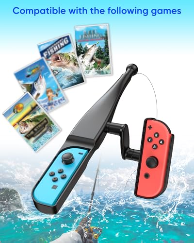Canne à pêche pour Joy-Con Switch avec moulinet rotatif fluide pour simulation