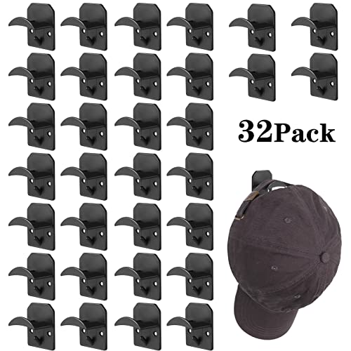 Queen King 32 Pcs Hat Rack For Wall -Baseball Caps Hat Racks, Adhesive Hat Hooks For Wall, Strong Hold Hat Hangers Organizer, No Drilling, Multi Purpose Hat Racks Holder For Door, Closet( Black) #TOP1