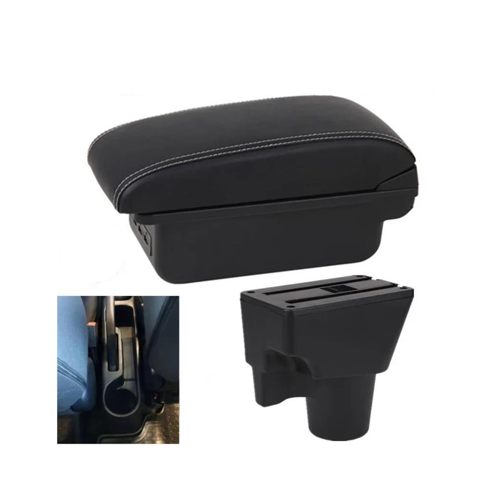 OOPUHKSY For Kia For Picanto For Picanto 3X-Line Car Armrest Storage Box Interior Parts Car Accessories Armrest Box(B3 white line 3USB)