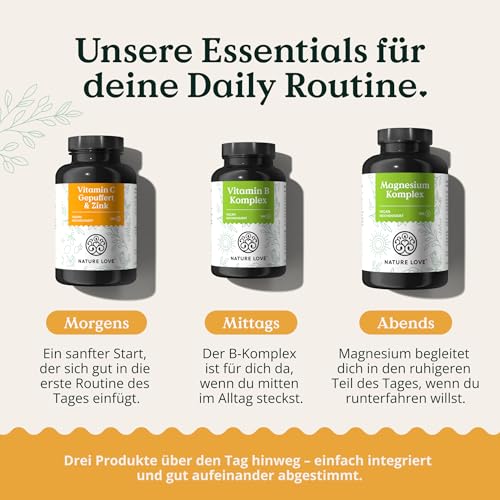 NATURE LOVE® Vitamin C Gepuffert & Zink – 180 Kapseln – hochdosiert 1000mg + 15mg Zink – Fermentation von Mais, pH-neutral, säurefrei – laborgeprüft, vegan und in Deutschland produziert 6