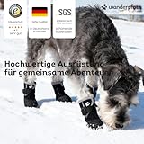 Wanderpfote Hundeschuhe 4er Set wasserdicht – Pfotenschutz Outdoor mit Rutschfester Sohle, weichem Fleece & Reflexstreifen – Ideal für Winter, Schnee, Spaziergänge & sicheres Laufen (Schwarz, 1)