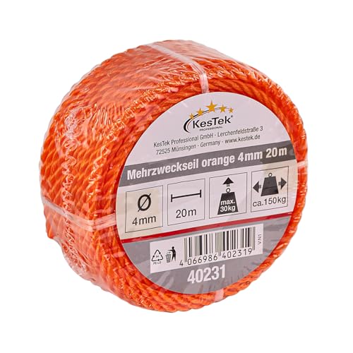 Kestek Mehrzweckseil orange 4 mm - Robustes Seil 20 m für vielseitige Anwendungen Kestek Mehrzweckseil orange 4 mm - Robustes Seil 20 m für vielseitige Anwendungen