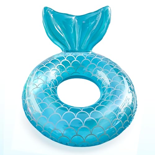 Schwimmring Meerjungfrau Erwachsene, Blau Schwimmring Pool Erwachsene mit 110cm Durchmesser Riesige Pool Ring Meerjungfr...