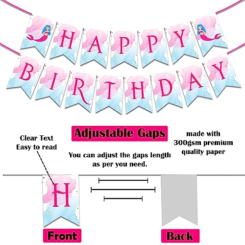 Image of Party Propz Mermaid Theme Birthday Decoration Kit for Girls - 64 pcs, Happy Birhday Banner for Kids, Mermaid Balloons for Decorations | Under The Sea Theme Decor for Kids
