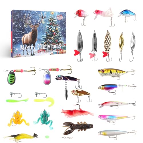 Calendario Adviento 2025 Pesca Para Hombres, Set De 24 Señuelos De Pesca, Calendario De Navidad 2025, Calendario De Adviento De Pesca Para Adultos, Regalo De Para Pescadores Niños Chicos Adolescentes