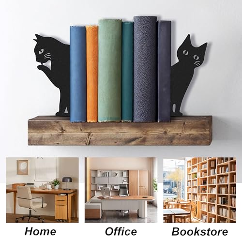 Sujetalibros de metal negro con forma de gato para libros 7