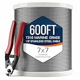 Nutype 1/8" T316 cable de acero inoxidable, viene con cortador