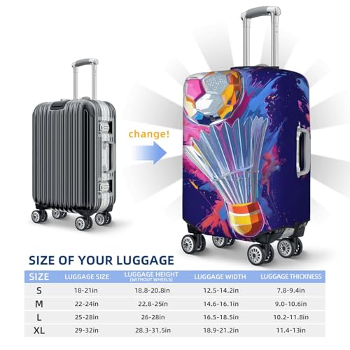 Abstract Pop Art Shuttlecock Soccer Ball Elastic Travel Luggage Covers Dustproof Scratch-Resistant Suitcase Protector Fit 22-24 Inch4