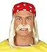 NET TOYS Rocker Kopftuch Hulk Hogan Perücke mit Bart rotes Bandana mit Langhaarperücke Wrestler Oberlippenbart