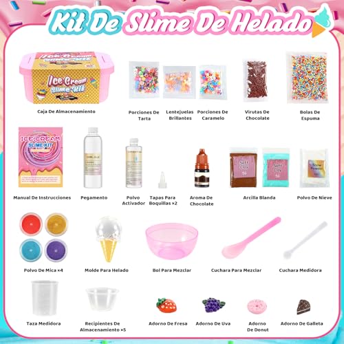 Miniatura 6 de Adeokay Slime Set Diy Ice Slime Kit, Fluffy Soft Slim, 5 Colores, 3 Potenciadores Del Sabor, Polvo De Nieve, Bolas De Espuma, Piezas Coloridas, Dulces, Niñas De 6 A 12 Años, Regalo De Cumpleaños