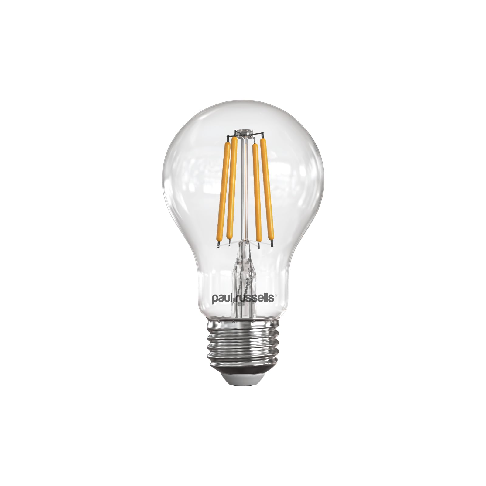 paul russells E27 Edison Screw LED Filament – 4.5Watt 40W Equivalent 470LM Lumens 2700K ES Standard GLS A60 – Super Bright Energy Saving Light Non-Dimmable - Warm White Bulbs - Pack of 1