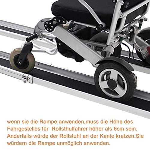 LIEKUMM 2 x 107,5-183 cm Rollstuhlrampe für Treppen, 300 kg Tragkraft Rollstuhlrampe für Rollstuhl & Scooter, Auffahrrampe für Türschwellen, Bordsteine, Stufen, Elektro-rollstühle, Fahrräder – Bild 7