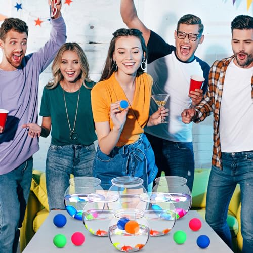 Image of Jingmore 12 Set 16 oz Fishbowl Table Tennis Carnival Game Favors with Bounce Round Bowls Multicolor Balls Plastic Gold Fish for Adults Carnival Game Party Activity Prizes