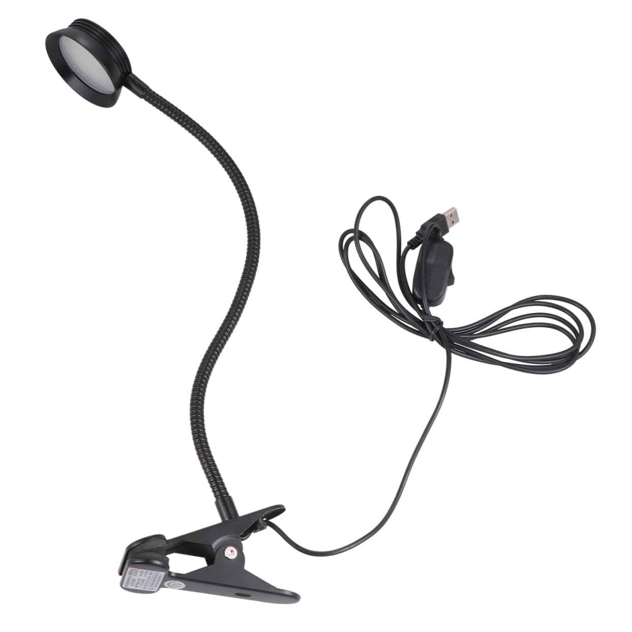 Housoutil USB Powered Flexible Clip Reading Lamp Eye-Care Led Book Light Brightness Levels for Bedside Travel Hobbies Portable Gooseneck Design Sturdy Clip Black