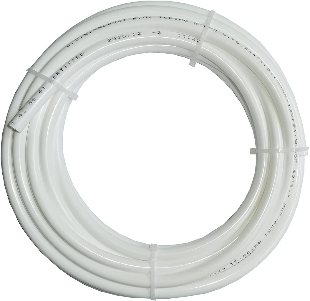 3/8 Inch O.D. tube Lenght 50Ft (15m) white RO Water Filter Tubing PE,Use with Reverse Osmosis Systems, Drinking Water Filters, Liquid Dispensers,Coffee Machine,Ice Maker.