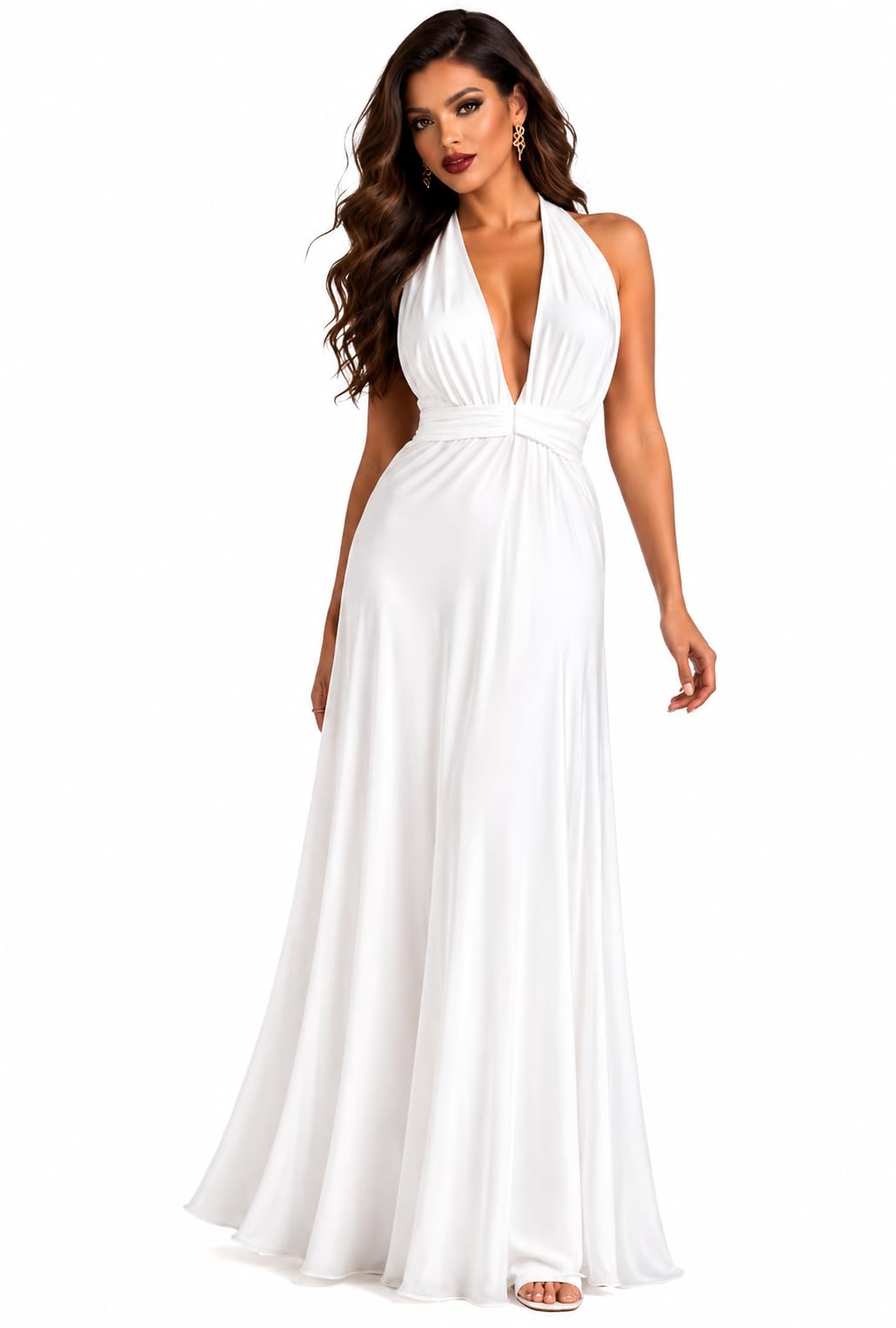 traquila Plunge Maxi Dress with Dipped Hem-picture-12