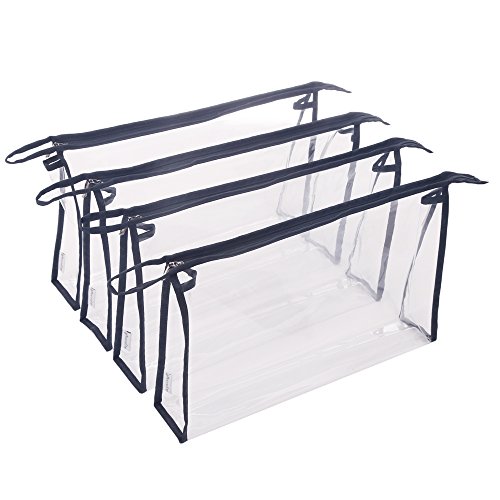 Multi-Purpose Waterproof Clear Vinyl Zippered Organizer Toiletry Cosmetics Makeup Bag Pouch 4-Pack