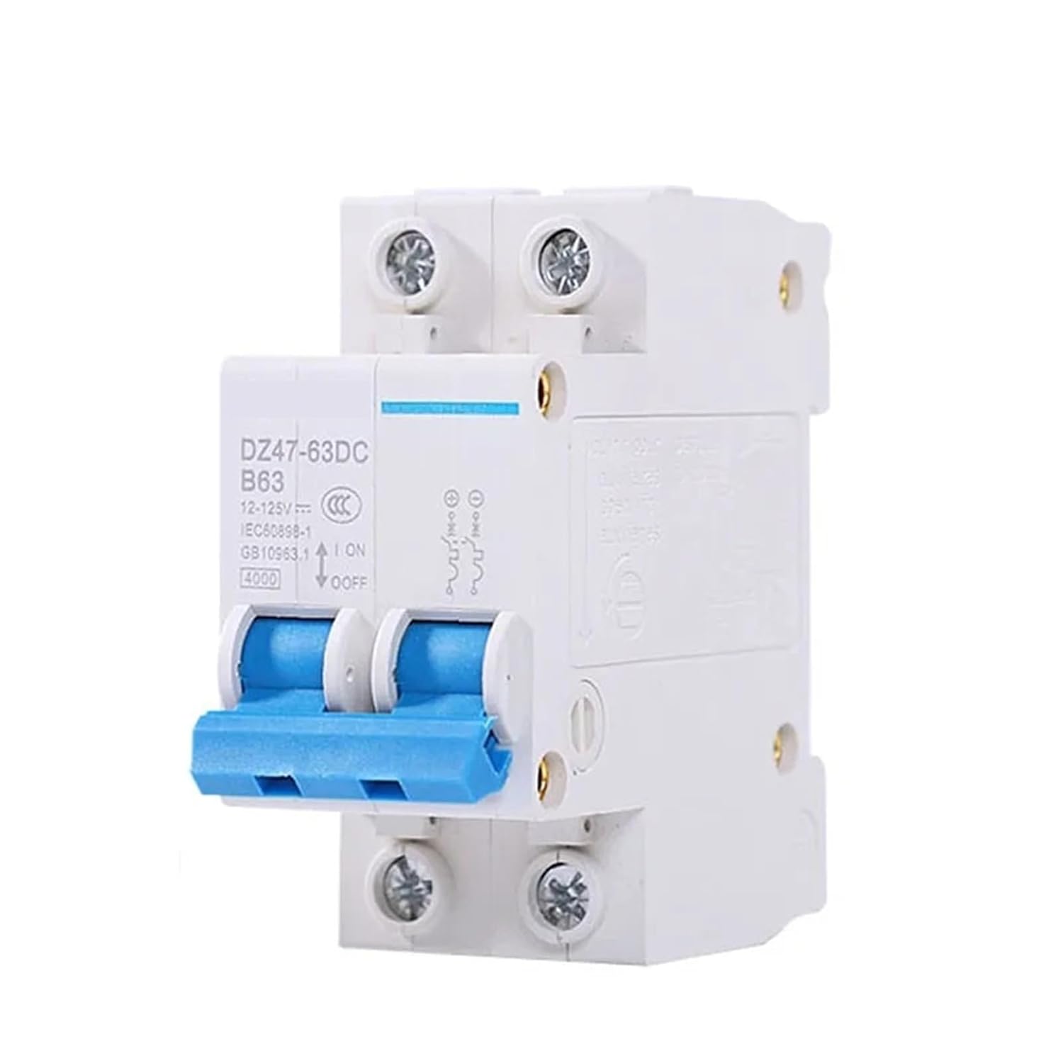 1P/2p Circuit Breaker 12v-125v Air Switch DC 3A-125A Electric Car Battery Protection Switch Circuit Protector(2P,63A)